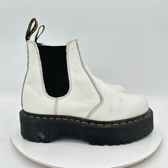 Dr Martens 2976 Quad Women Size 7 White Leather Platform Side Elastic Boot - Picture 4 of 11